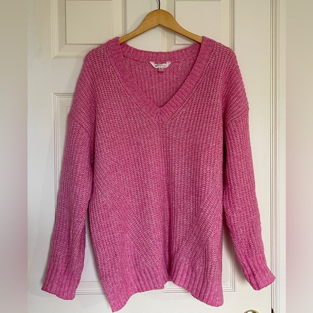No Boundaries Pink Chunky Knit V-Neck Sweater | Size XXL (19) - Picture 2 of 11